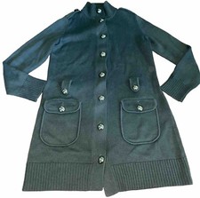 Jones New York Signature sweater dress size S green turtle neck Knit Gold Button