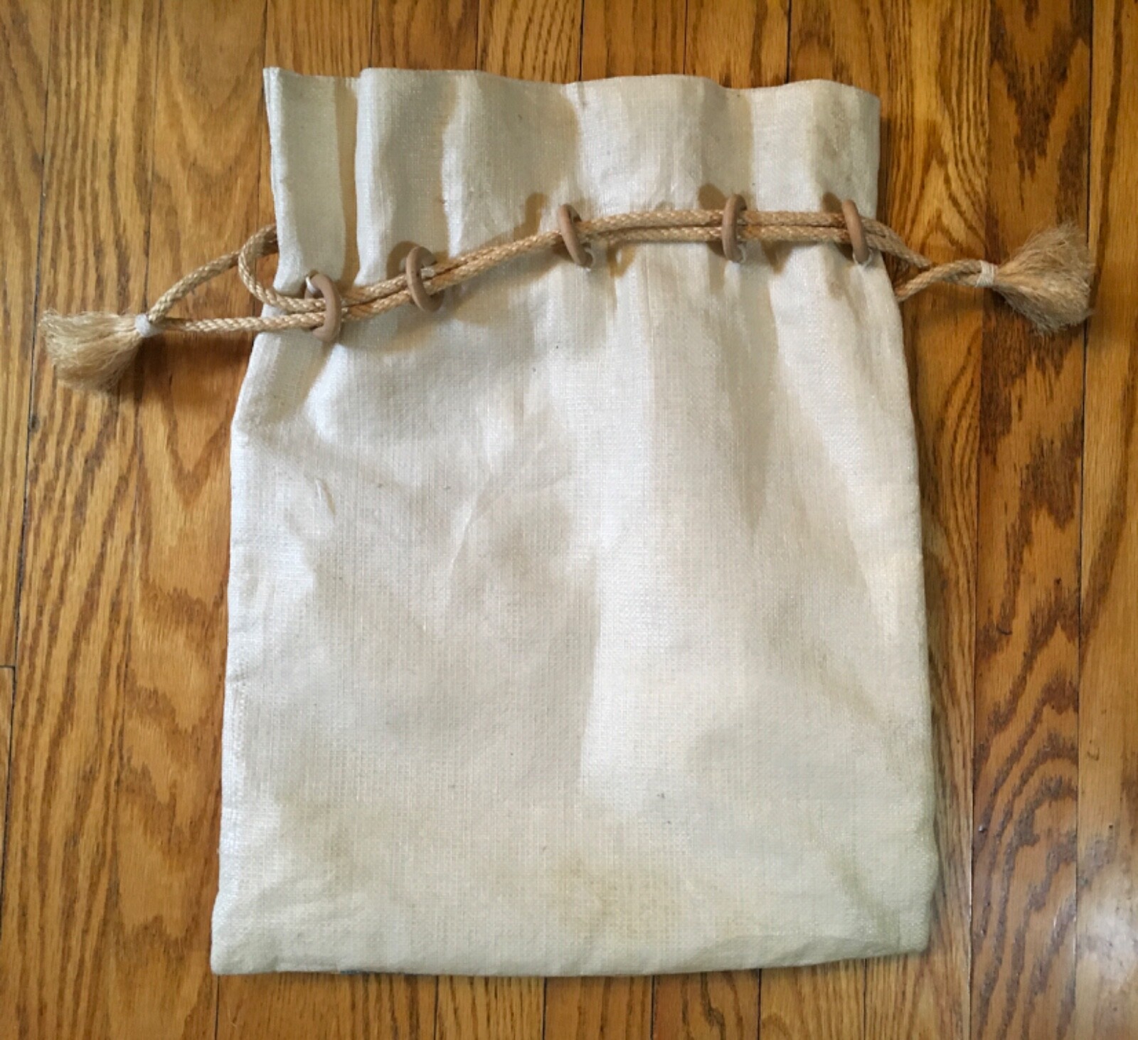 Screen Printed Burlap Rope Drawstring Boho 1970's… - image 8