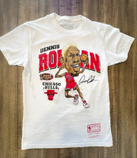Dennis Rodman Carciature 1996 Chicago Bulls NBA Finals T-Shirt S Mitchell & Ness