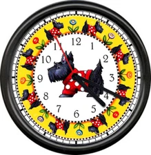 Scottie Dog In Red Sweater Scottish Terrier Collectible Gift Sign Wall Clock