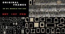 124 Pcs STL 3D Models ORIGINAL FRAMES for CNC Router 3D Printer Engraver Carving