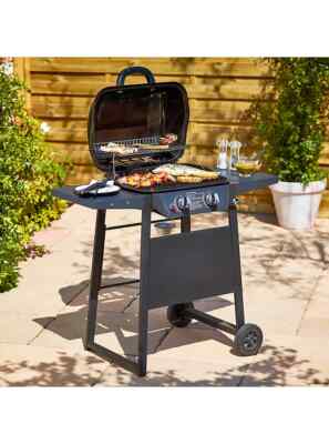 Uniflame Burner Gas BBQ Outdoor Grill with Side Shelves UK