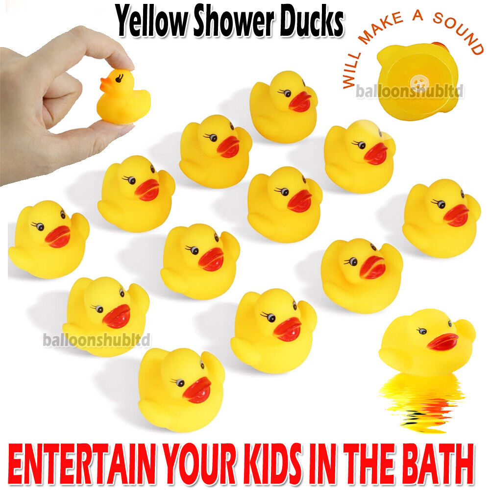 100Pcs Mini Yellow Rubber Ducks Tiny Baby Shower Rubber Ducks, Squeak Baby Fun