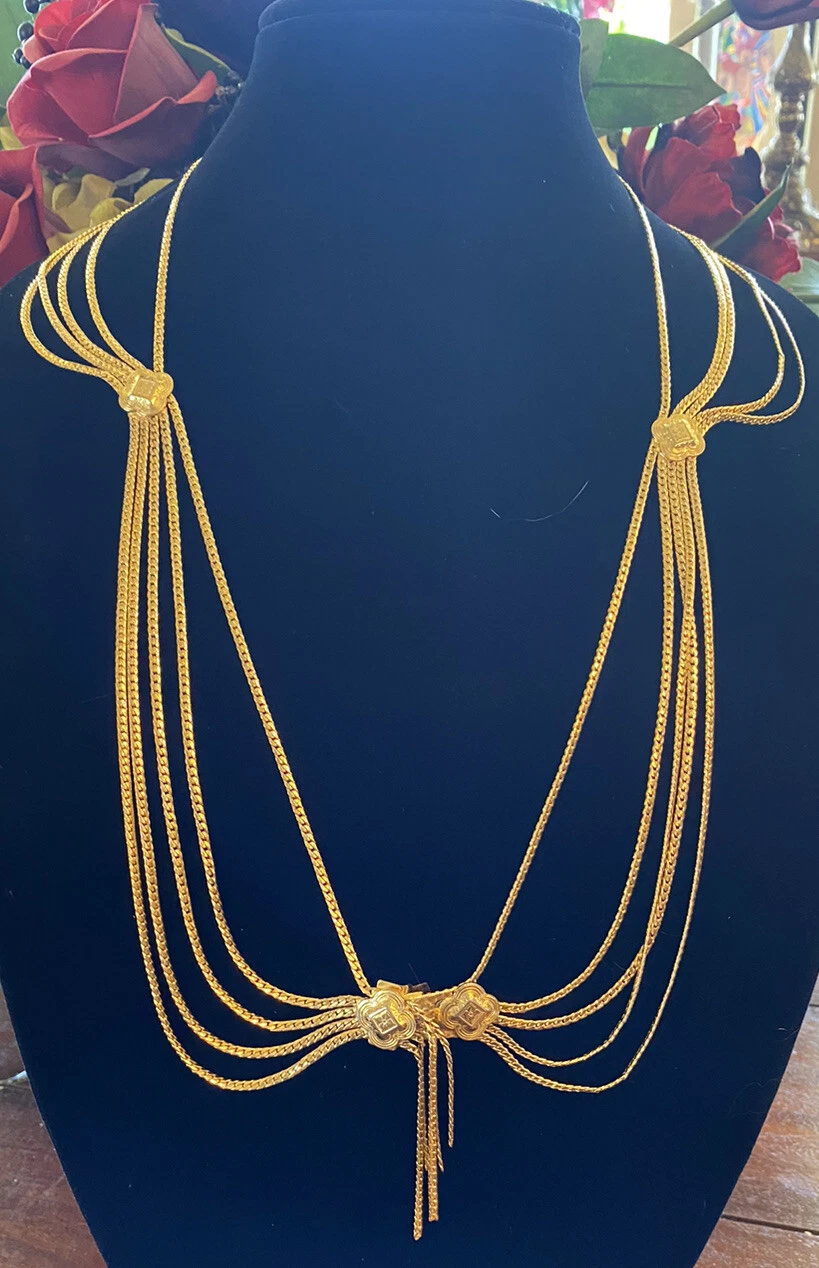 COLLIER CEINTURE SWAG VINTAGE CHRISTIAN DIOR PLAQUÉ OR