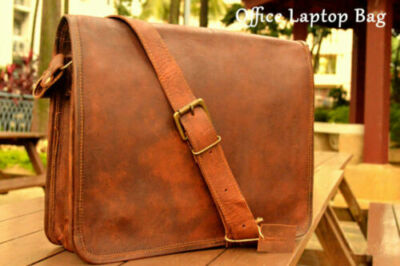 New Vintage Genuine Leather Satchel Shoulder Laptop Briefcase Bag Messenger 