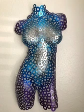 Blue and Purple metal wall art sculpture home decor torso by Holly Lentz