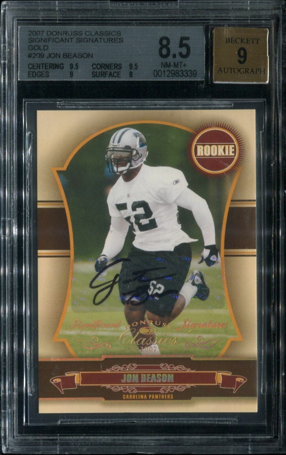 Jon Beason Donruss Threads #212 Autograph