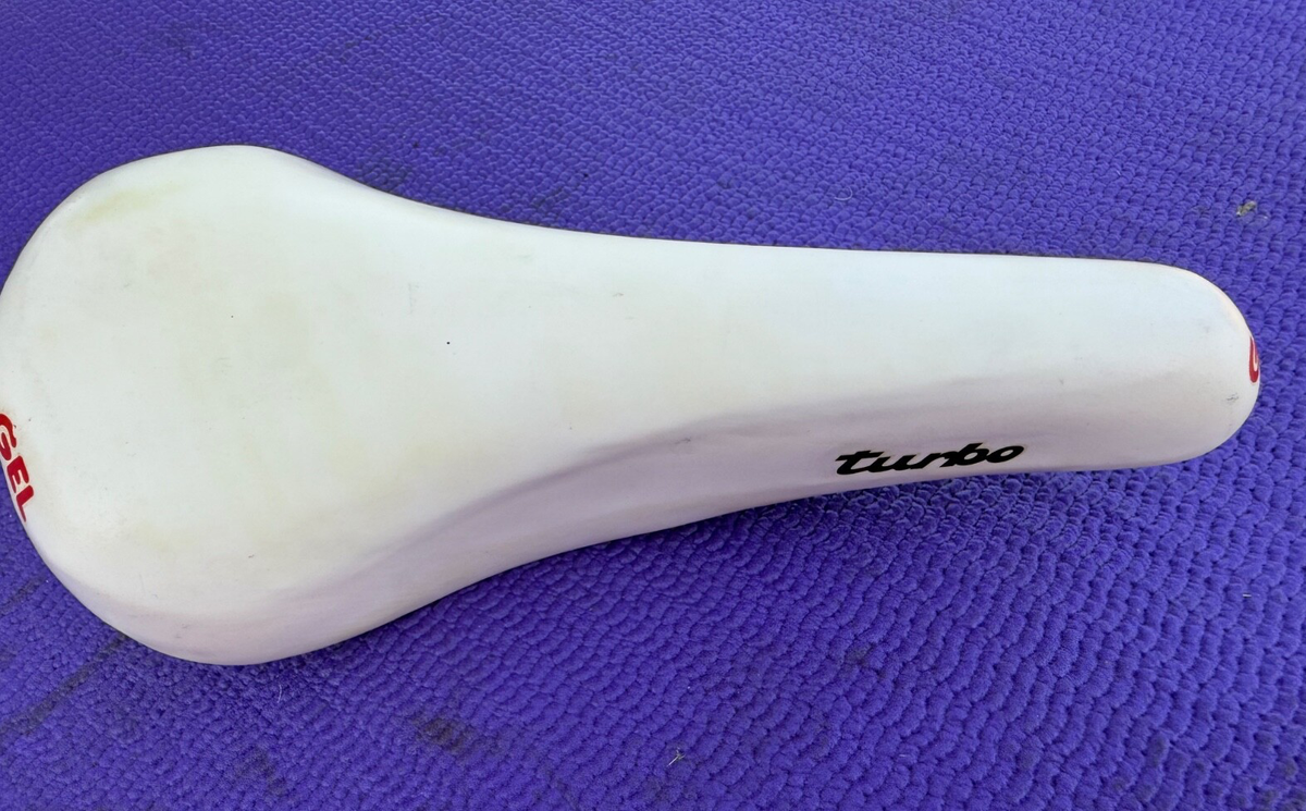 VINTAGE SELLE ITALIA TURBO GEL 1989 WHITE LEATHER SADDLE ORIGINAL
