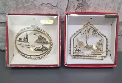 Nations Treasures Christbaumschmuck 24K Gold Geblitzt Messing 2er Set, Weihnachten