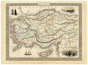 1851 Vintage Decorative Map of Arabia Tallis ca