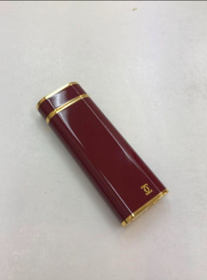 Working Cartier Oval Gas Lighter Lacquer Bordeaux Gold 98107C