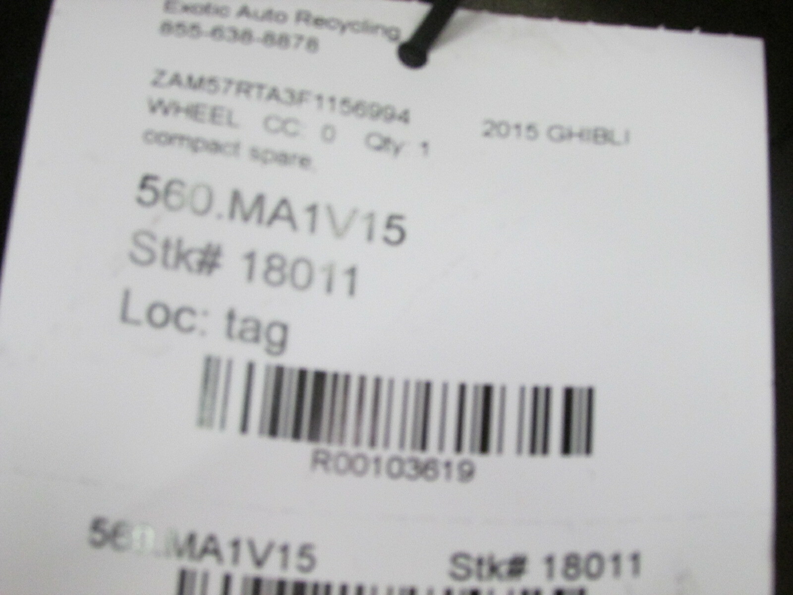 Maserati Ghibli, Spare Wheel / Rim, Used, P/N 670010518