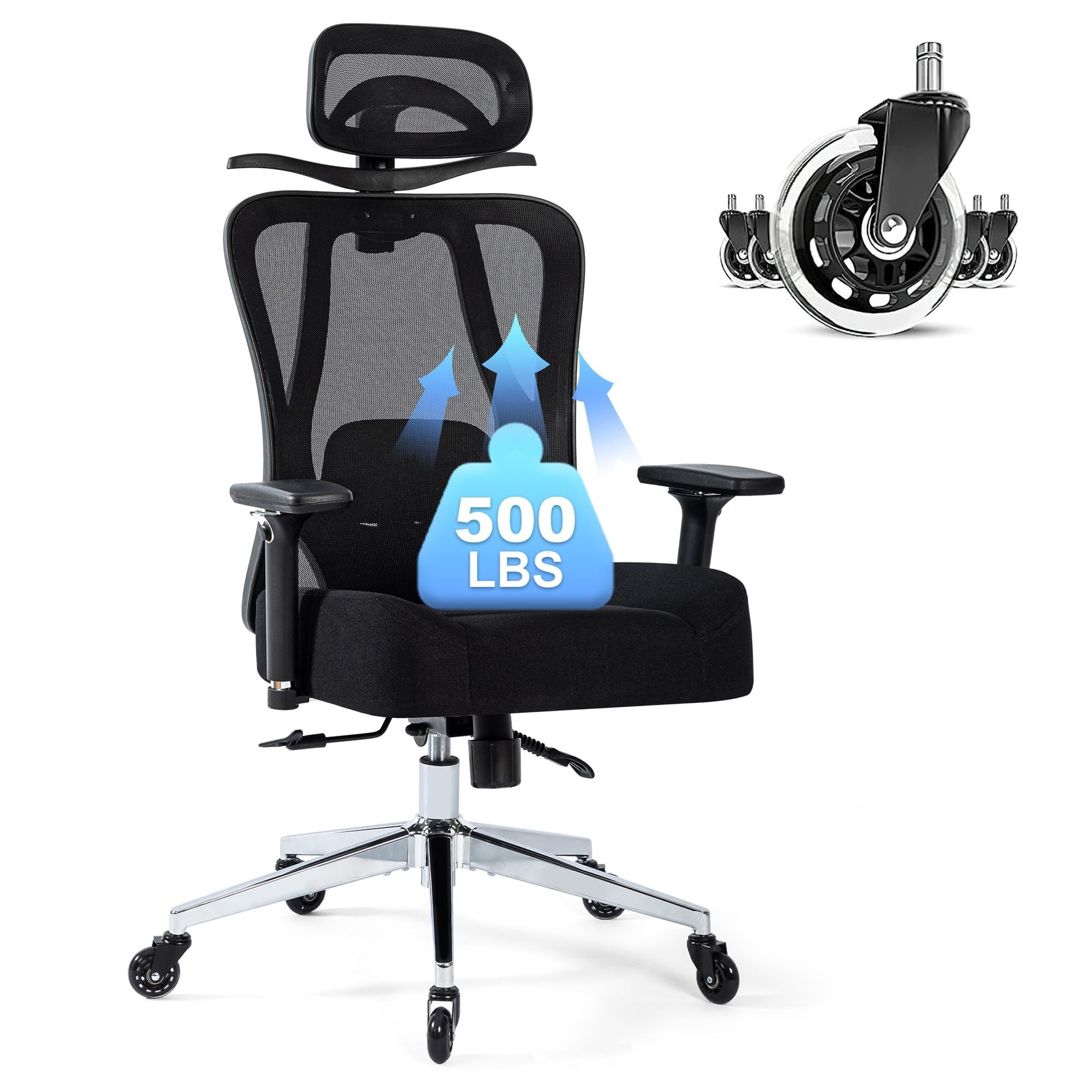 Office Chair 500lbs Ergonomic Mesh Desk Chair for Heavy People, Heavy Duty Of...
