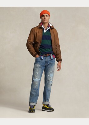 Polo Ralph Lauren Mens Brown Vintage Hand Detailed Leather Flight