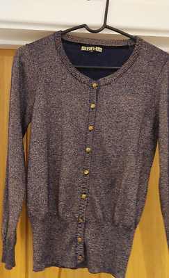 BIBA METALLIC GOLD AND BLUE BUTTONED CARDIGAN BNWOT SIZE SMALL
