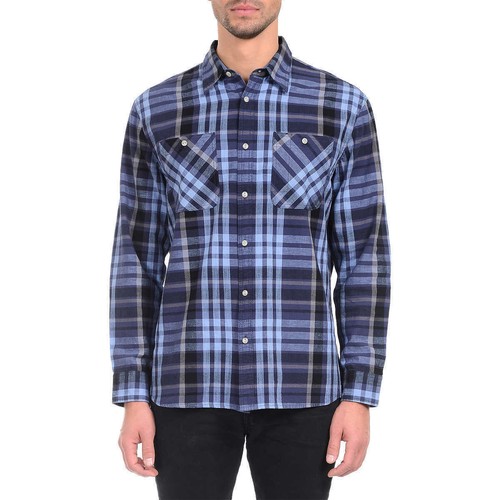 Jachs Men’s Premium Cotton Linen Long Sleeve Shirt L Cream/ Light Blue - Picture 1 of 4