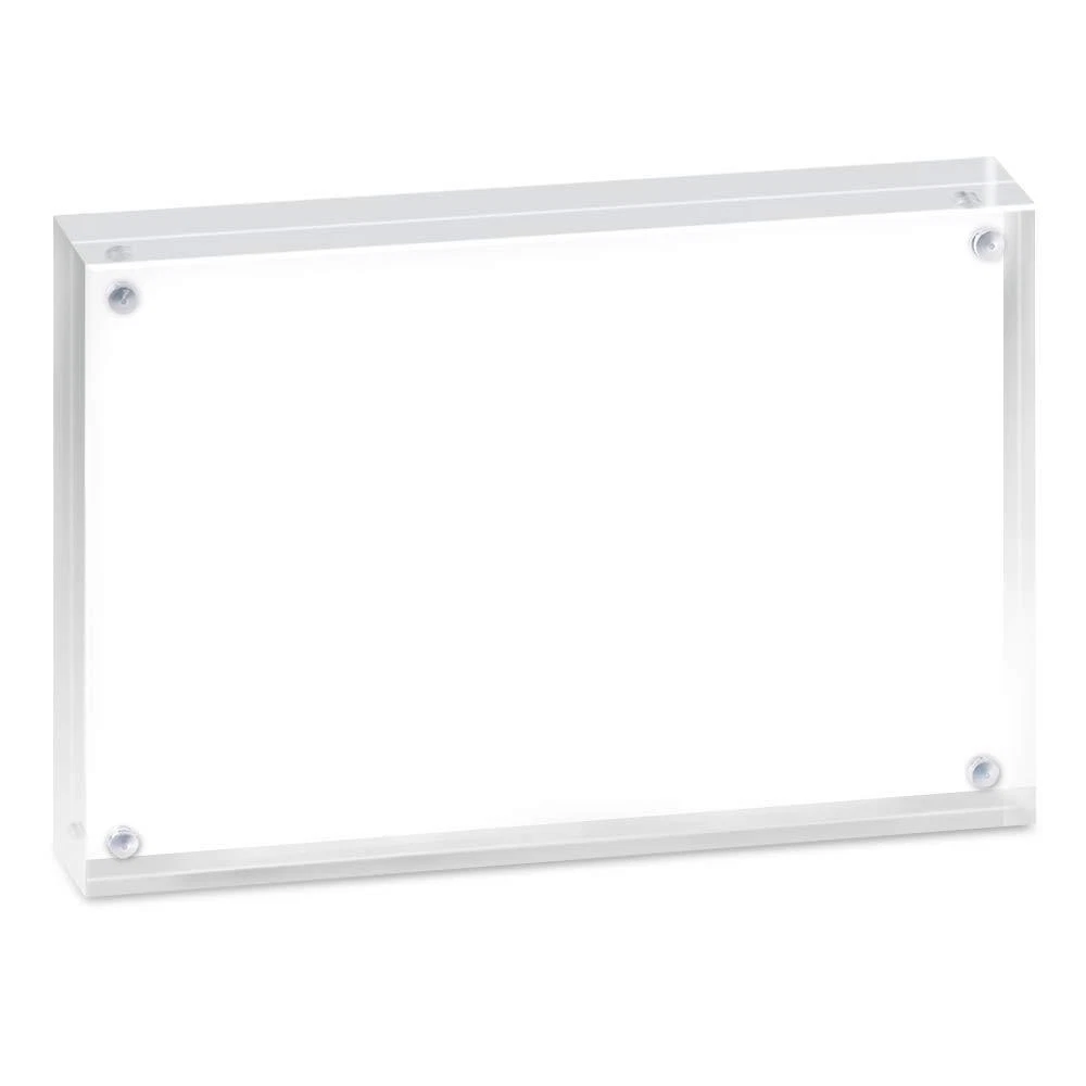 Scribble Acrylic Photo Block 4 x 6 Frame. Clear Free-Standing Desktop  Double Sided Magnetic Picture Display.