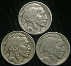 1935 1936 1937 5c Indian Head Buffalo Nickel (3) Three Coin Lot Set Circulated