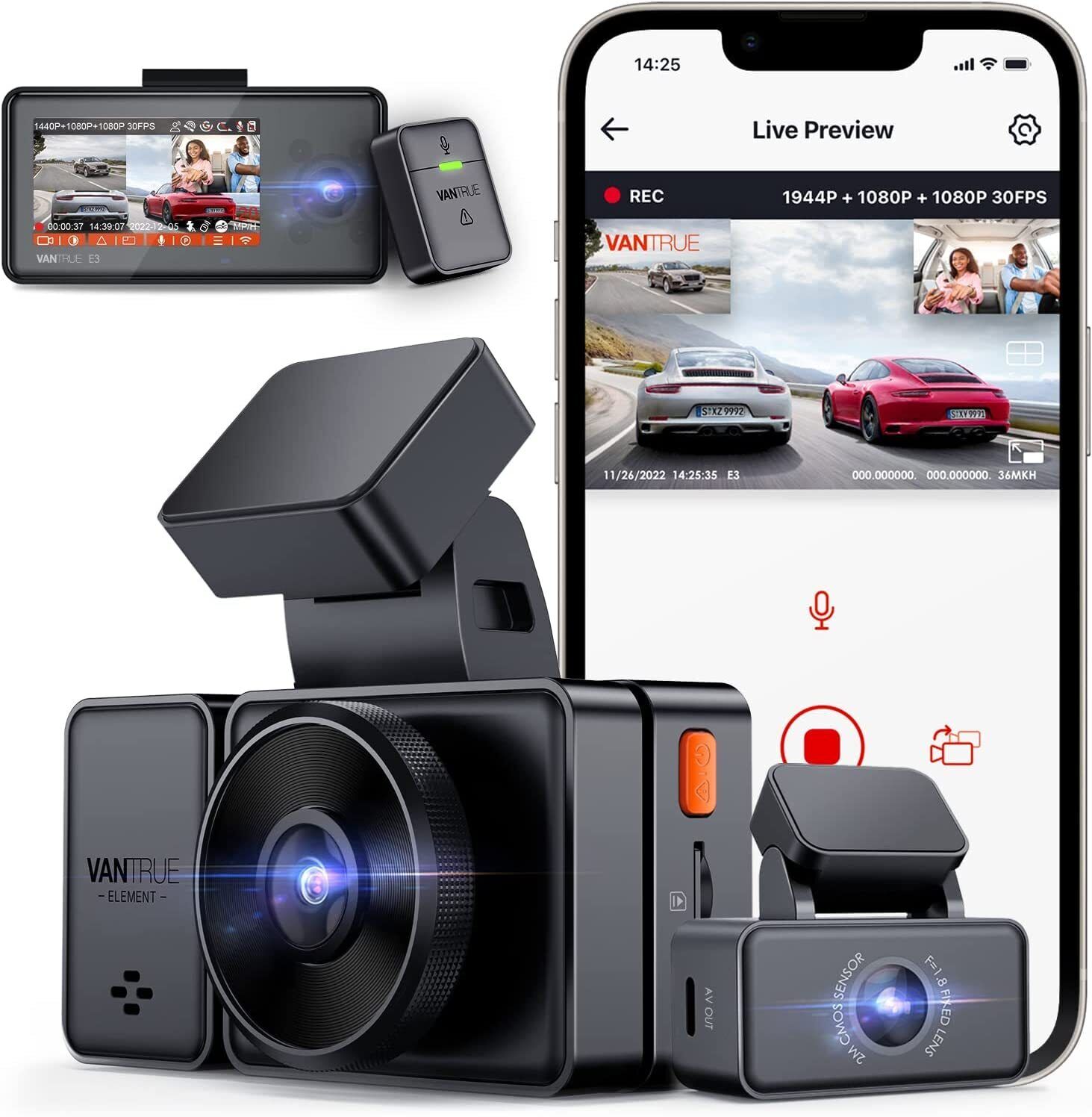 Vantrue E3 2.5K 3 Channel Dash Camera | WiFi | GPS | (Custom