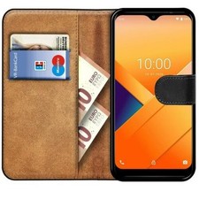Housse Portefeuille Pour Wiko Lenny 4 - Cuir Synthétique + Verre Trempé Inclus - Noir - Neuf