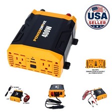 Power Inverter 400 Watt 12V DC to 110V AC 2 Outlets USB USB-C Battery Included