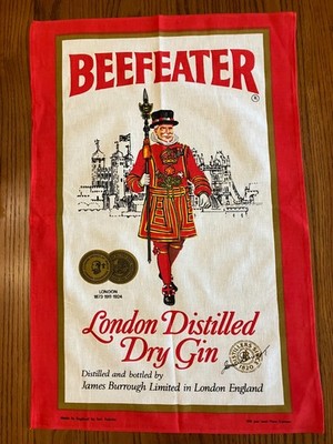 Vintage Beefeater London Distilled Dry Gin Cotton Tea Towel
