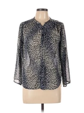 Collective Concepts Women Silver 3/4 Sleeve Blouse L