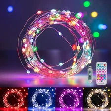 Minetom Fairy Lights Color Changing - 33FT 33 FT, 7 Colors With Multicolor 