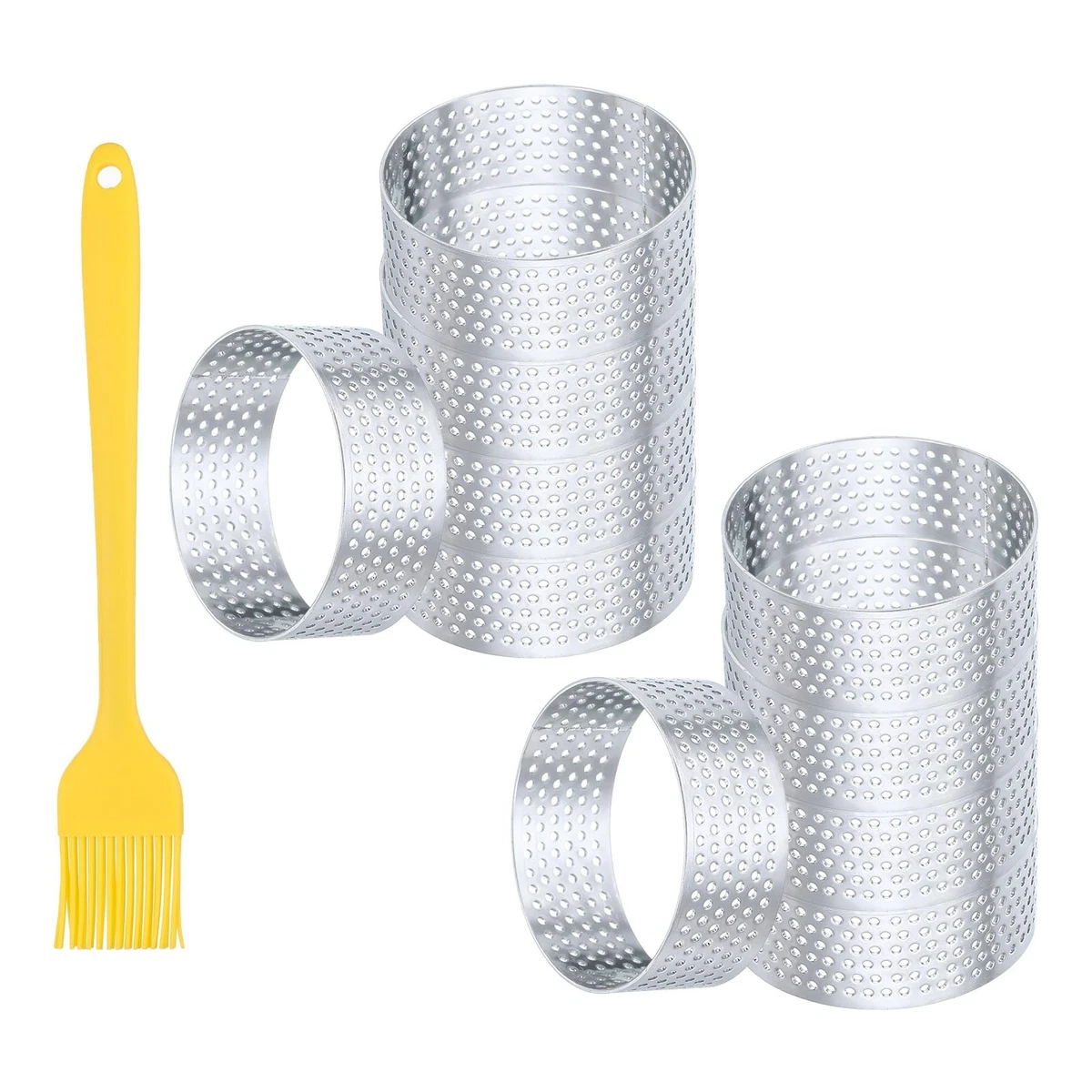 Perforated Cake Rings Round Mousse Ring Moulds with Brush Stainless Steel Moulds