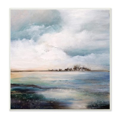 Mellow Island Landscape Deep Dark Waters Cloudy Sky, Designed by Karen Hale W...