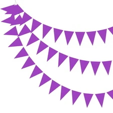 49ft Pennant Banner Flags Felt Fabric Pennant Flags String Purple