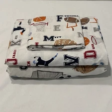 Pottery Barn Kids Alphabet Sports TWIN Sheet Set COMPLETE 3 Piece SET