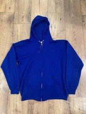 Vintage 70s 80s Deadstock Blue Zip Up Hoodie Sweatshirt Full Zip Size Medium