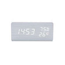Image of Digital Alarm Clock Wooden LED Clock Time Temperature Calendar USB Alarm Desk