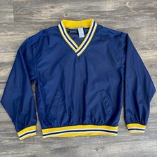 Vintage Windbreaker Youth 12-14 Jacket Navy Blue Gold Maize VNeck Pullover Golf