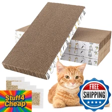 PatiencET 4-Pack Double-Sided Cardboard Cat Scratcher Pad Catnip Cats Kittens