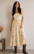 NEW LoveShackFancy Ayala Midi Dress Bright Azalea Yellow Pink Floral Sz 10 $445
