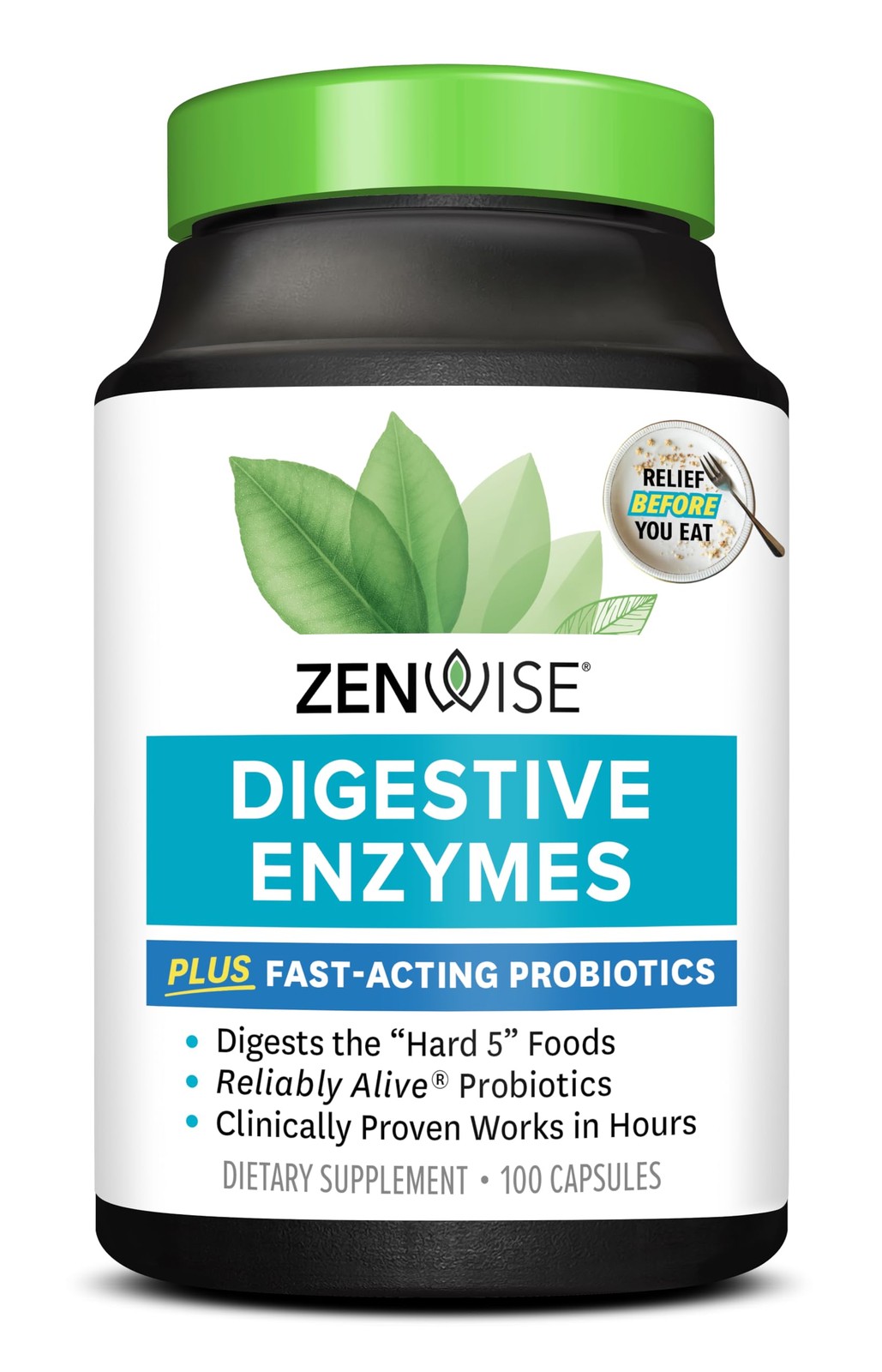 Zenwise Health Digestive Enzymes + Probiotics for Gut Health and Prebiotics