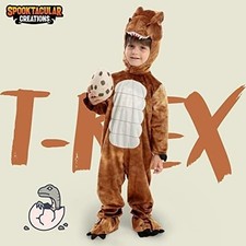 Halloween Realistic T.rex Costume Outfit Dinosaur Jumpsuit with Egg for Kids