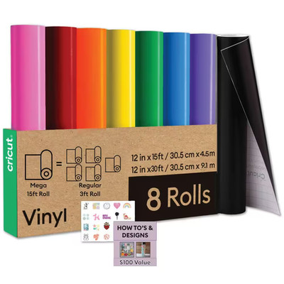 Premium Vinyl Rainbow Cutting Machine Accessories Bundle with 15' & 30' Adhesive