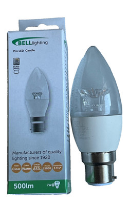 Bell Lighting Pro LED Clear Kerze BC/B22 ~ 7W 500lm 2700K warmweiß ~ 05820