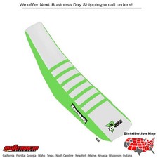 D-COR Seat Cover Green/White Ribs Kxf250/450 Kawasaki Kx250f 2017-2019 Kawa