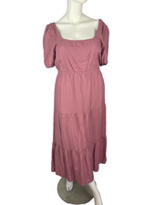 Tokito midi dress size 16 au pink blush boho blouson casual linen scoop back 