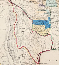 1844 UNITED STATES - TEXAS REPUBLIC Map QUAKER - Indian Tribes ORIGINAL