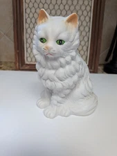 VINTAGE 6" Artmark Ceramic Long Haired White Kitten Cat Figurine Persian