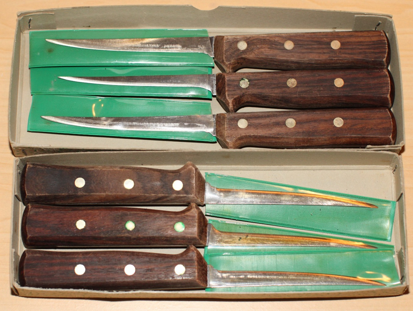Vintage R.H. Forschner Co. Set of 6 Knives with Wooden Handles