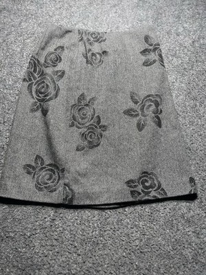 Ann Taylor Loft Gray Floral Pencil Skirt Lined Women Sz 4 Back Zip Casual Dressy