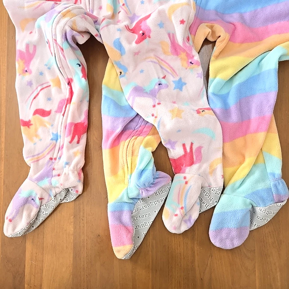Kids Headquarters Girls 4T Colorful Fleece Footed Sleepers (2) Unicorn, Moon - Image 3 of 4
