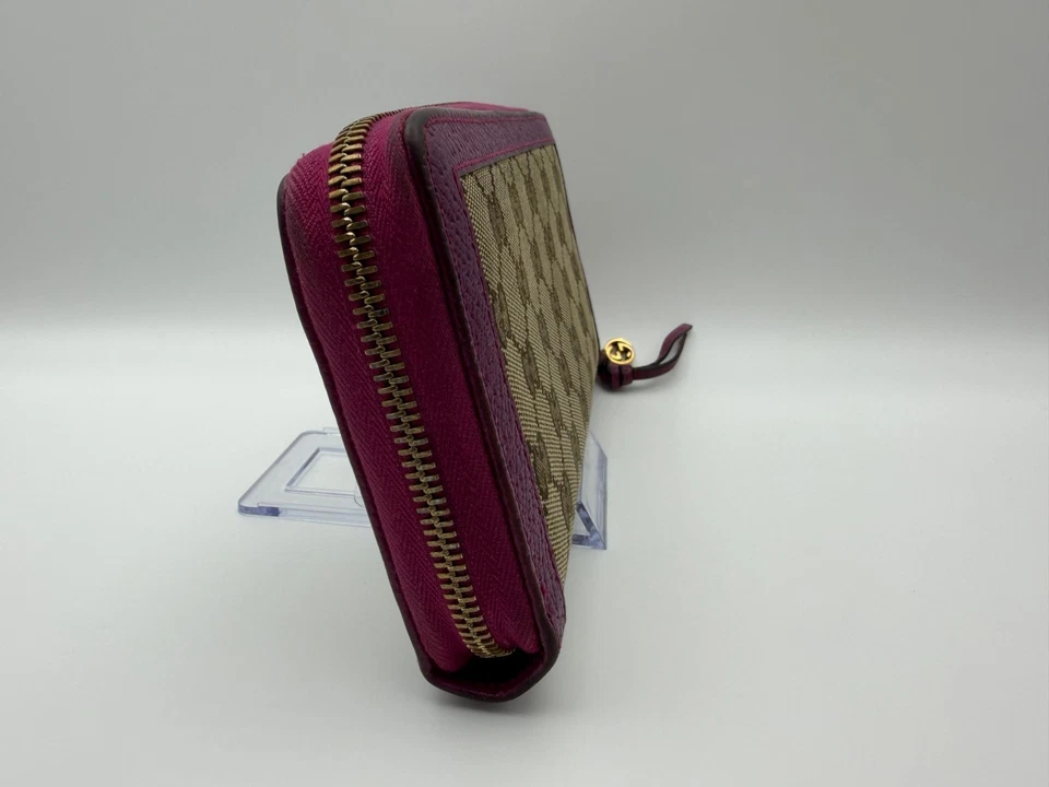 Cartera para mujer GUCCI GG Supreme de lona con cremallera - Borde de cuero rosa | Certificado de autenticidad Foto 4 de 4