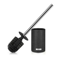 Toilet Bowl Brush and Holder, Long Stainless Steel Handle, Black 1 Pack